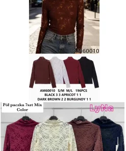 Bluzki Damskie WŁOSKA,Size uni,paczka 6szt, mix kolor
