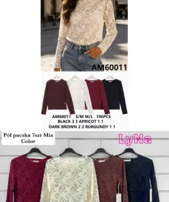 Bluzki Damskie WŁOSKA,Size uni,paczka 6szt, mix kolor