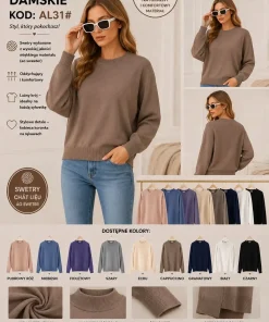 Swetry damskie,size l/xl-2xl/3xl,paczka 12szt ,mix kolor