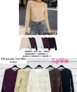 Bluzki Damskie WŁOSKA,Size uni,paczka 6szt, mix kolor