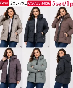 Kurtki Damskie, size 3xl-7xl,Paczka 5szt, 1 kolor