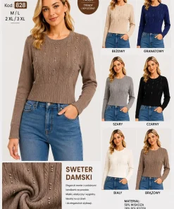 Swetry Damskie,Size l/xl-2xl/3xl,paczka 12szt, mix kolor