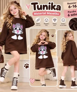 Tuniki DZIECIĘCE,size 4-14lat,Paczka 6szt,1kolor