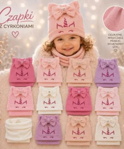 Komplety Czapki zimowe DZIECIĘCA,Paczka 12szt ,mix kolor