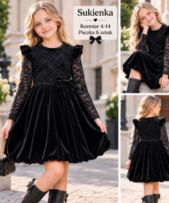 Sukienki DZIECIĘCA,size 4-14lat,paczka 6szt,1kolor