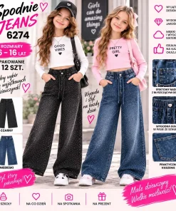 Spodnie JEANSY DZIECIĘCA,size 6-16lat,paczka 12szt,mix kolor
