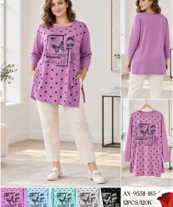 Tuniki Damskie,size 3xl-6xl,paczka 12szt,mix kolor