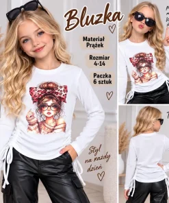 Bluzki DZIECIĘCE, size 4-14lat,paczka 6szt,1 kolor