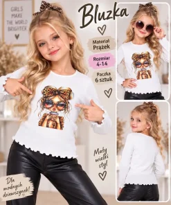 Bluzki DZIECIĘCE, size 4-14lat,paczka 6szt,1kolor