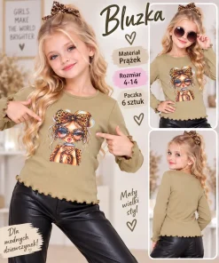 Bluzki DZIECIĘCE, size 4-14lat,paczka 6szt,1kolor