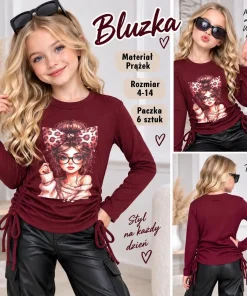 Bluzki DZIECIĘCE, size 4-14lat,paczka 6szt,1 kolor