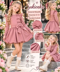 Sukienki DZIECIĘCE,size 4-14lat,Paczka 6szt,1kolor