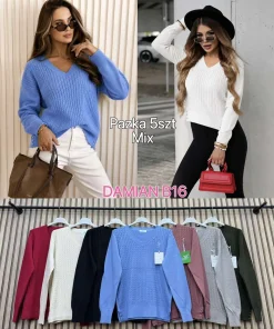 Swetry Damskie WŁOSKA,Size uni,paczka 6szt, mix kolor