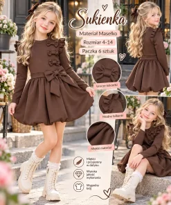 Sukienki DZIECIĘCE,size 4-14lat,Paczka 6szt,1kolor