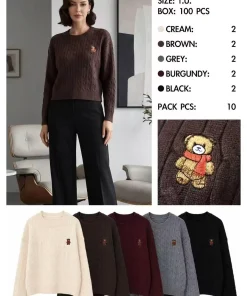 Swetry Damskie WŁOSKA,Size uni,paczka 6szt, mix kolor