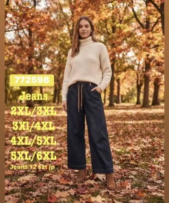 Jeansy Damskie,size 2xl/3xl-5xl/6xl,Paczka 12szt ,1 kolor