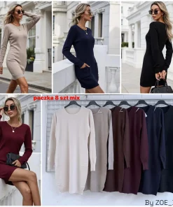 Sukienki Damskie WŁOSKA,Size uni,paczka 8szt, mix kolor