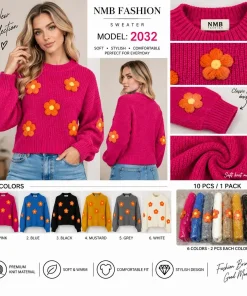 Swetry Damskie, size uni,paczka 10szt,mix kolor