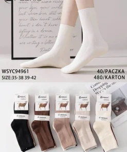 Skarpety Damskie,size 35-42,Paczka 40szt,mix kolor