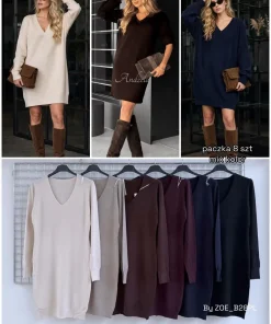 Sukienki Koszule Damskie WŁOSKA,Size uni,paczka 8szt, mix kolor