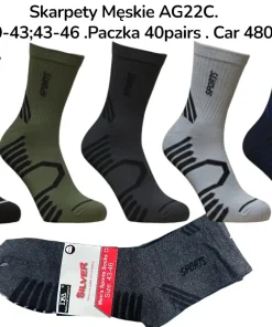 Skarpety MĘSKIE,size 40-46,Paczka 40szt,mix kolor