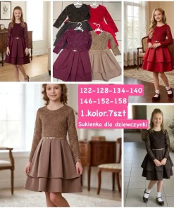 Sukienki DZIECIĘCA,size 122-158,Paczka 7szt,1kolor