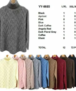 Swetry Damskie,Size l/xl-2/3xl,Paczka 12szt,mix kolor