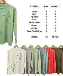 Swetry Damskie,Size l/xl-2/3xl,Paczka 12szt,mix kolor