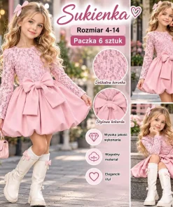 Sukienki DZIECIĘCA,size 4-14lat,Paczka 6szt,1 kolor