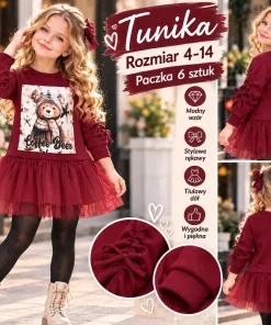 Tuniki DZIECIĘCA,size 4-14lat,Paczka 6szt,1kolor