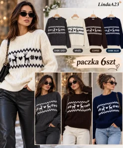 Swetry damskie ,size uni,Paczka 6szt,mix kolor