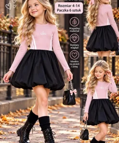 Sukienki DZIECIĘCA,size 4-14lat,Paczka 6szt,1kolor