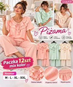 Piżama damskie ,size m-2xl,Paczka 12szt,mix kolor