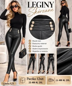 Spodnie skórzane damskie ,size s-2xl,Paczka 12szt,1kolor