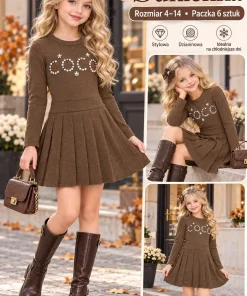 Sukienki DZIECIĘCA,size 4-14lat,Paczka 6szt,1 kolor