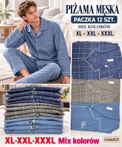 Piżama MĘSKA ,size xl-3xl,Paczka 12szt,mix kolor