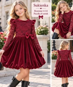 Sukienki DZIECIĘCA,size 4-14lat,Paczka 6szt,1 kolor
