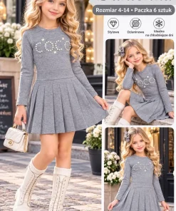 Sukienki DZIECIĘCA,size 4-14lat,Paczka 6szt,1 kolor