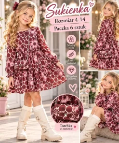 Sukienki DZIECIĘCA,size 4-14lat,Paczka 6szt,1 kolor