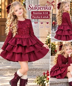 Sukienki DZIECIĘCA,size 4-14lat,Paczka 6szt,1kolor
