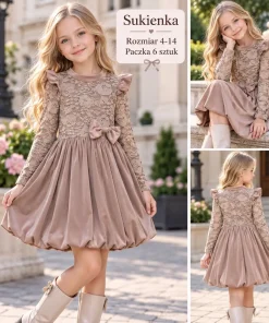 Sukienki DZIECIĘCA,size 4-14lat,Paczka 6szt,1 kolor