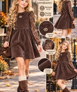Sukienki DZIECIĘCA,size 4-14lat,Paczka 6szt,1kolor