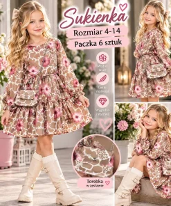Sukienki DZIECIĘCA,size 4-14lat,Paczka 6szt,1 kolor