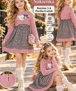 Sukienki DZIECIĘCA,size 1-6lat,Paczka 6szt,1kolor
