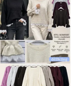 Swetry Damskie WŁOSKA,Size uni,paczka 6szt, mix kolor