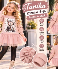Tuniki DZIECIĘCA,size 4-14lat,Paczka 6szt,1kolor