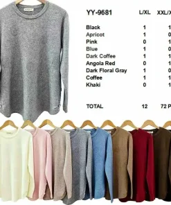 Swetry Damskie,Size l/xl-2/3xl,Paczka 12szt,mix kolor