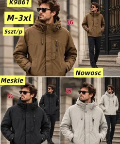 Kurtki MĘSKA ,size m-3xl,Paczka 5szt,1kolor