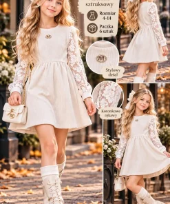 Sukienki DZIECIĘCA,size 4-14lat,Paczka 6szt,1kolor