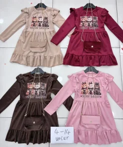 Sukienki DZIECIĘCA,size 4-14lat,Paczka 6szt,1 kolor